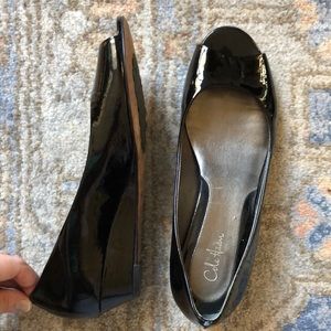 Cole Haan Black Open Toe Wedge Heel Size 7.5